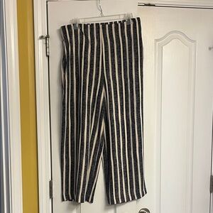 Lysse Black and Cream Striped Cropped Pants